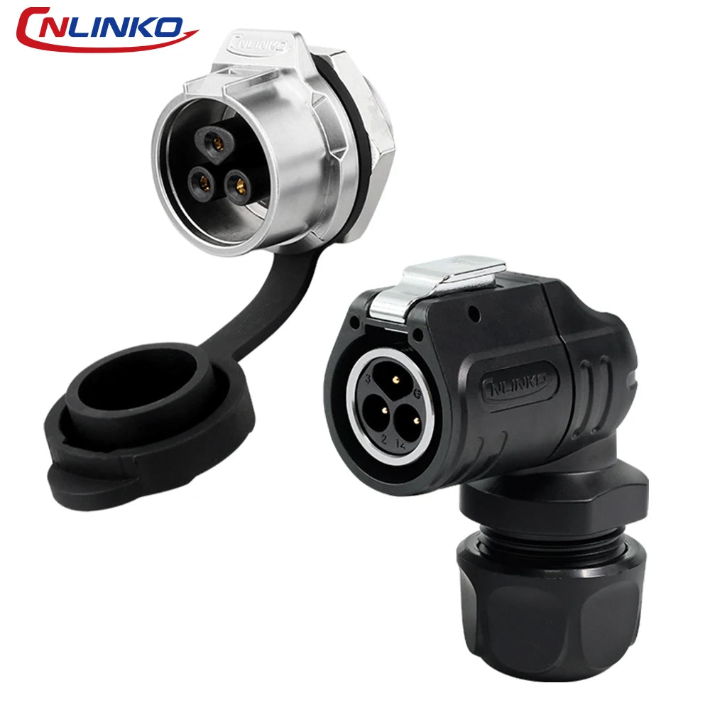 LP-16 2 Pin Right Angle Industrial Connector IP68 Waterproof Male Plug Female Socket Set Aviation Connector for LED Solar Use