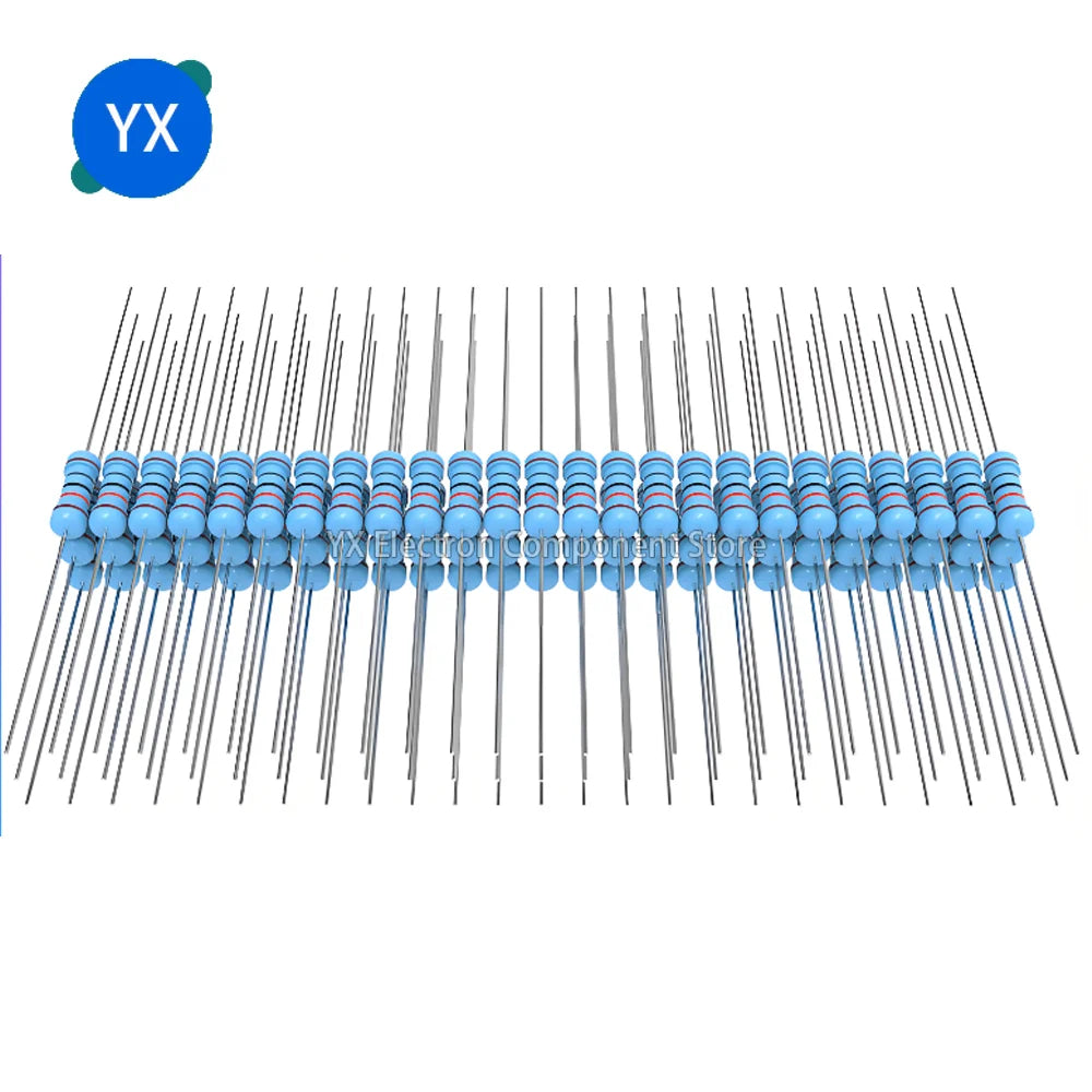 20PCS 3W Metal Film Resistor 1% Five-color Ring Power Resistor 0.1R~1M 3.3 4.7R 10R 100R 220R 470R 1K 2.2K 10K 22K 4.7K 100K Ohm