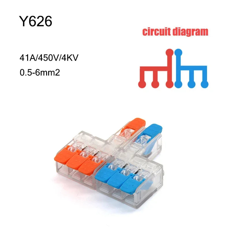 High Power 6mm² Fast Wire Electrical Connectors Universal Compact Splitter Push-in  Cable Wire Connector Fast Terminal Block
