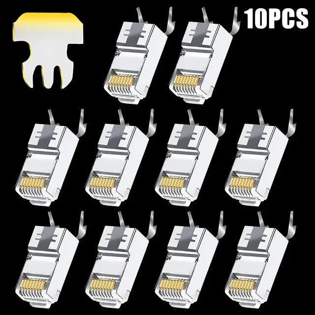 Cat7 RJ45 Pass Through Connectors Metal Shielded RJ45 Cat7 Cat6 Cat5 Ends FTP 8P8C Modular Network Plug Connector Adapters