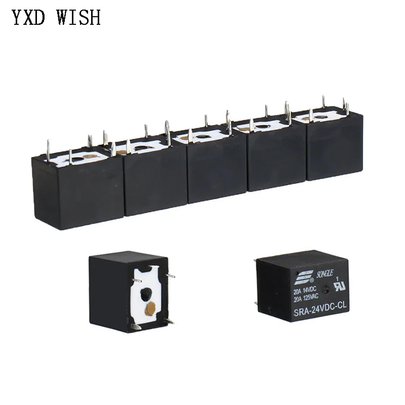 100pcs DC 5V 12V 24V 5Pin Relay SRD-05V/12V/24VDC-SL-C 10A 250VAC Mini Power Relay SRA- 05VDC 12VDC 24VDC-CL 20A 5Pin Relays