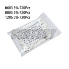 720Pcs 1206 5% SMD Resistor 0805 0603 Resistors Assorted Kit 36 Values Each 20pcs 1R-10M 10K 100K 1K 100R Resistance Set
