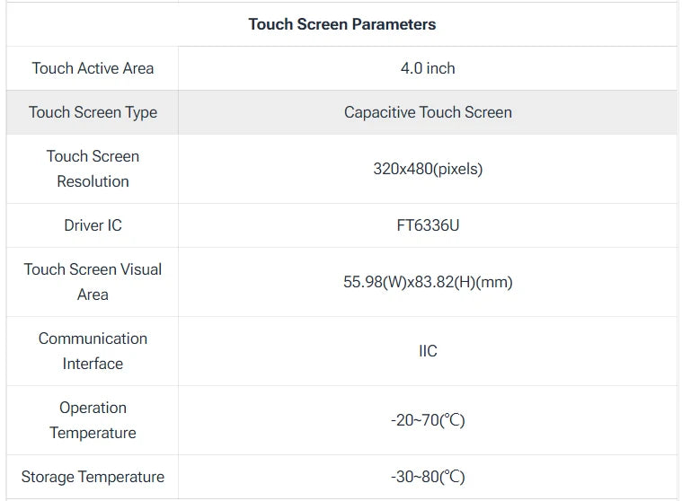 4.0 Inch 320X480 SPI TFT LCD Module ESP32 Display ST7796 TN Capacitive Touch LCD Screen for Arduino/Mega2560/C51/STM32//ESP32