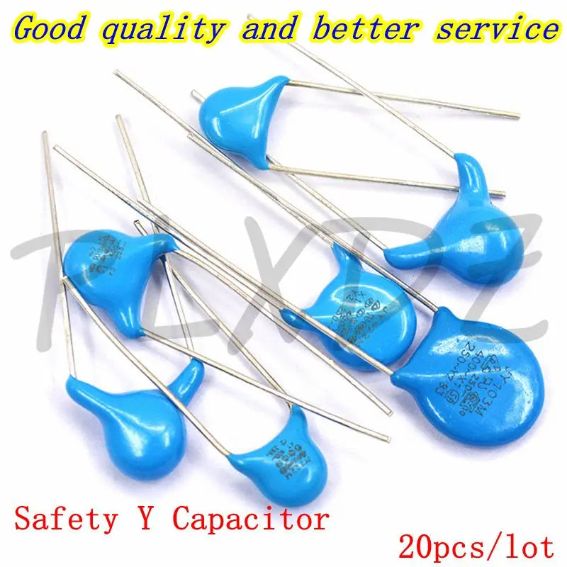 20pcs Safety Y Capacitor 470PF 1000PF 1NF 2.2NF 4.7NF 10NF 0.001UF 0.0022UF 0.0047UF 470P 250VAC 400VAC 102M 103M 471M 222M 472M