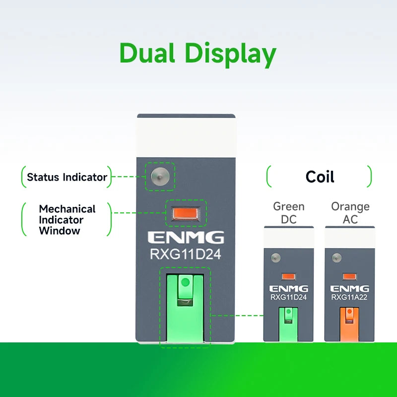 ENMG RXG Slim Power Relay 12A 24VDC/220VAC Coil, DIN Rail Mount Industrial Relay for PLC Control System