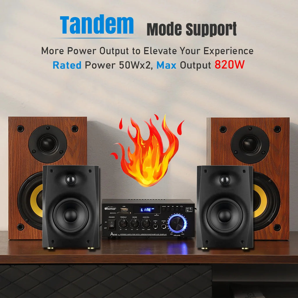 Woopker AK35/AK45 Pro/AK55 Digital Amplifier Bluetooth Sound Amplifier 2 Channel HIFi FM USB Audio Amp For Home Car Karaoke