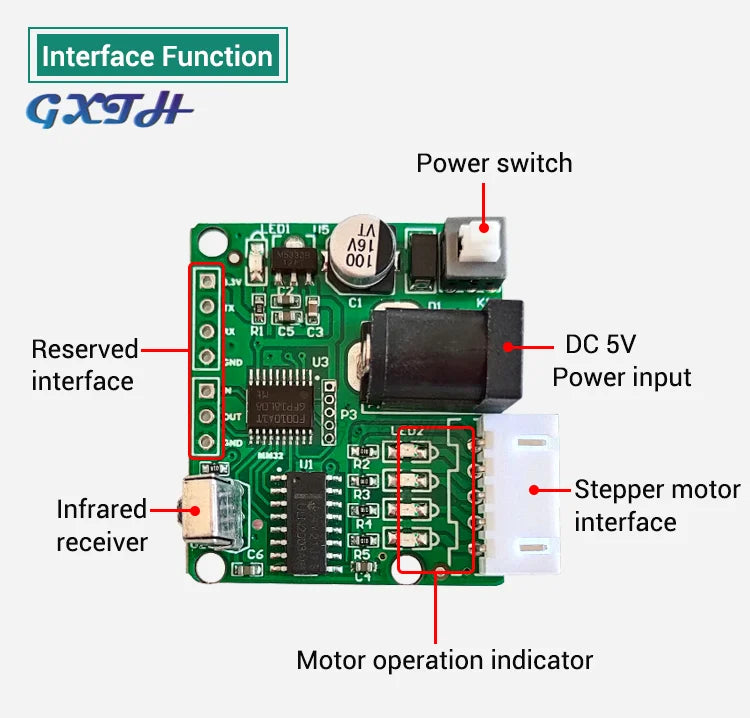 5V 4-Phase 28BYJ48 DC Gear Step Stepper Motor ULN2003 Driver Board ULN2003 PIC MCU DIY Remote Control