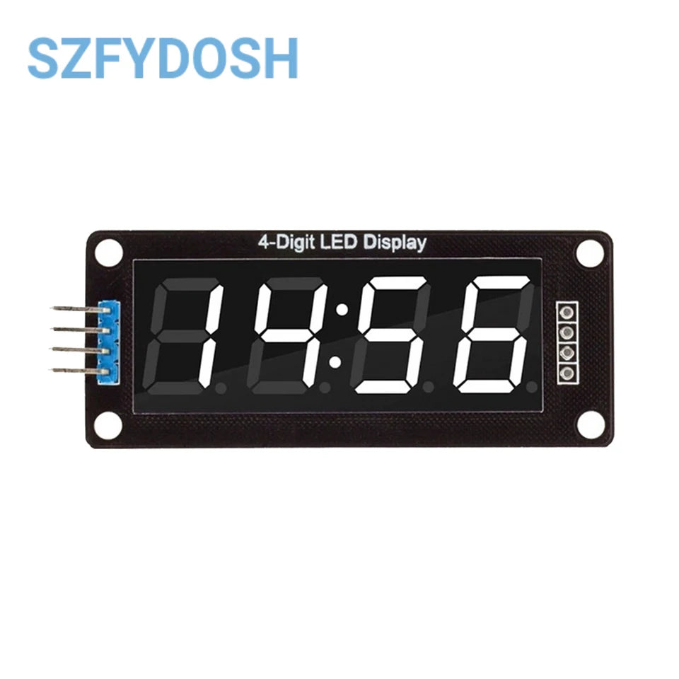 0.56" TM1637 4-Digit 7-Segment LED Display Module For Arduino – Red, Blue, Green, Yellow, White Clock Tube