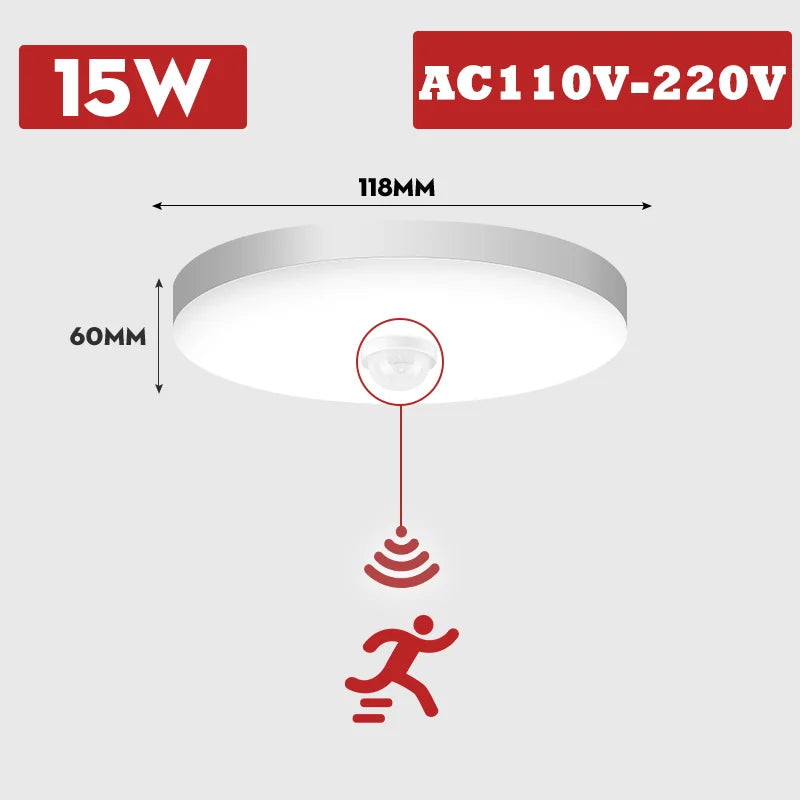 Motion Sensor PIR LED Ceiling Lamp 110V 220V Corridor Bedroom Toilet Light Human Body Induction
