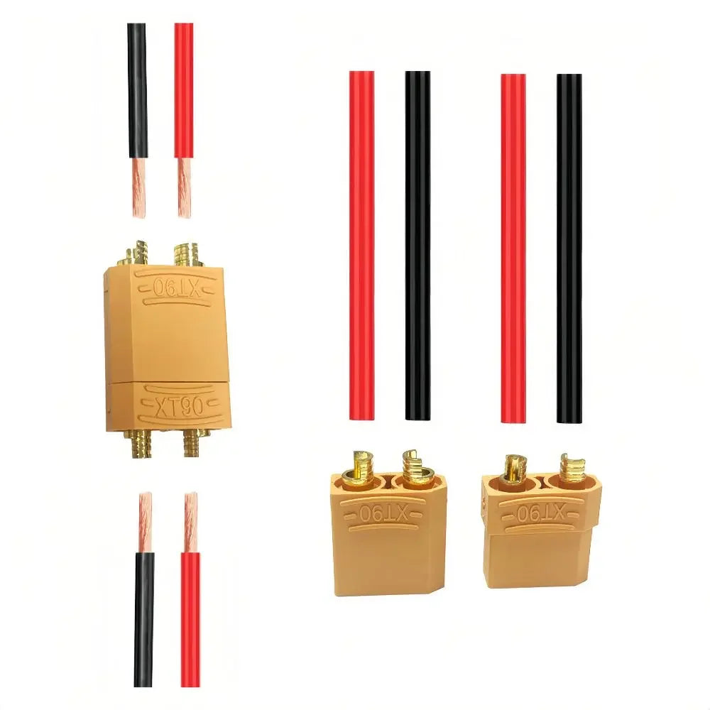 5pcs XT60 XT30 XT90 Bullet Connectors Kit, Male & Female Pairs with Heat Shrink Tube, for RC Drone Airplane Car FPV Lipo Battery