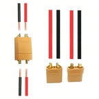 5pcs XT60 XT30 XT90 Bullet Connectors Kit, Male & Female Pairs with Heat Shrink Tube, for RC Drone Airplane Car FPV Lipo Battery