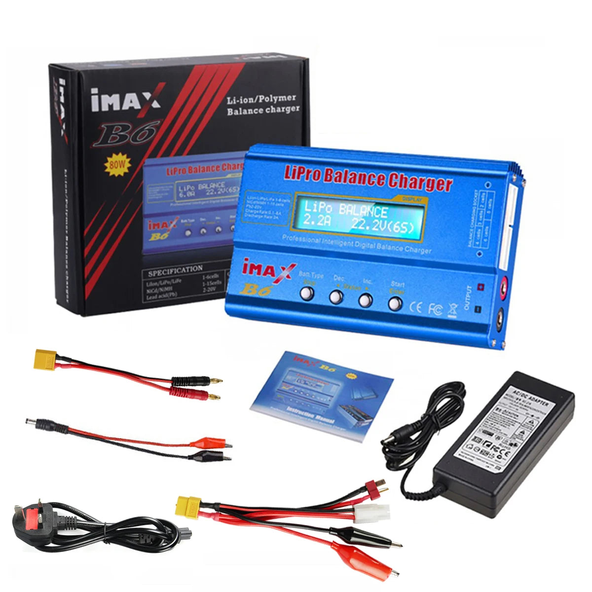 iMAX B6 80W Battery Charger For Lipo NiMh Li-ion Ni-Cd Digital Lipro Balance Charger Discharger AC Power 15V 6A Adapter Rc Car