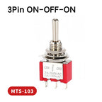 6mm Mini Toggle Switch MTS-102 103 202 203 SPDT ON-OFF-ON with Waterproof Cap 6A 125V/250V 3/6 Pin