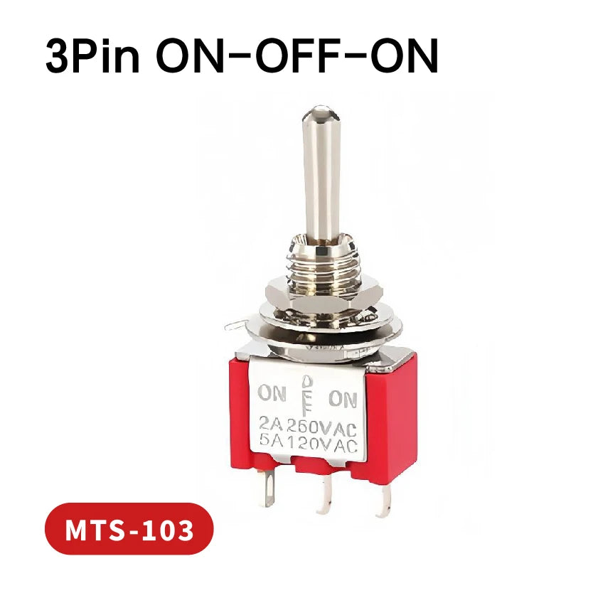 6mm Mini Toggle Switch MTS-102 103 202 203 SPDT ON-OFF-ON with Waterproof Cap 6A 125V/250V 3/6 Pin