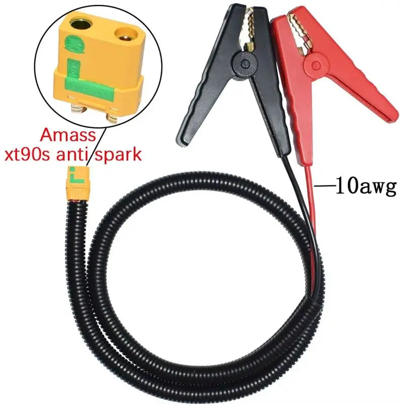 YOC-XT90 Battery Charging Cable For To XT90 Anti Spark Conncters Cable 10AWG Cable With DC 12V Battery Alligator Clips 12FT