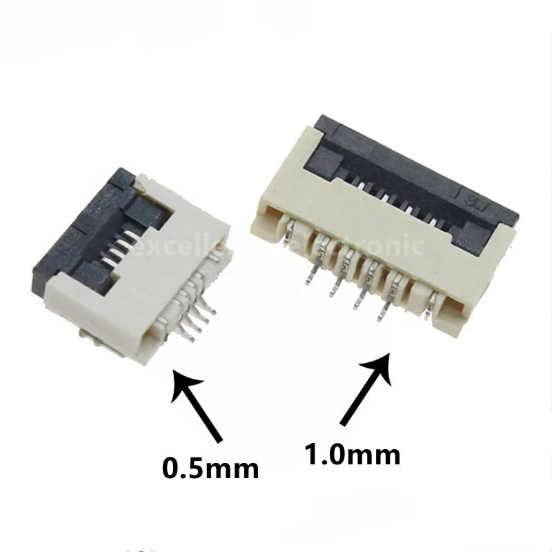 5pcs FPC Connector 0.5mm/1.0mm Pitch Drawer Type Upper/ Bottom Contact Type Socket FFC Flat Cable Socket 4P 5P 6P 8P 10P-60Pin