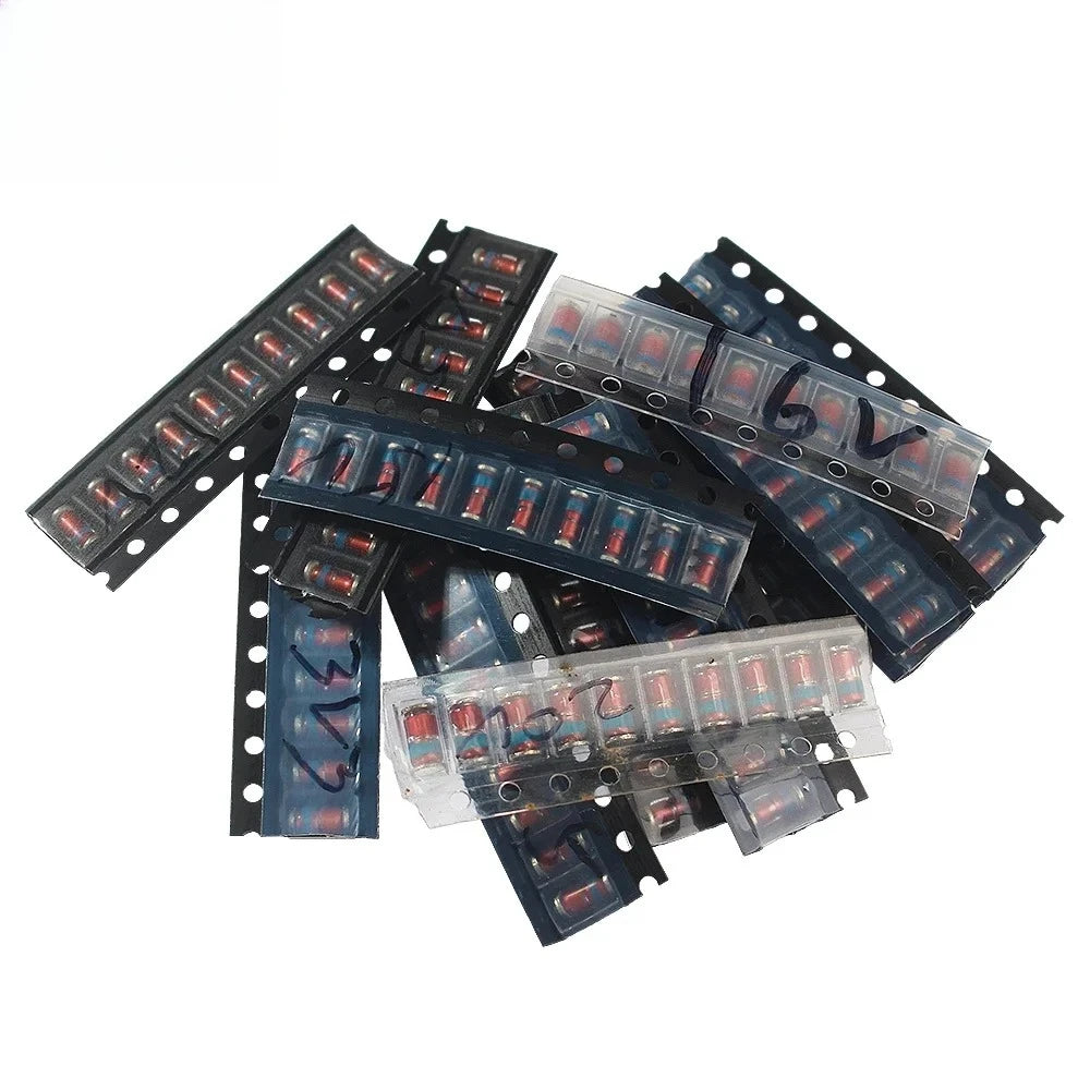 130PCS LL41 SMD Zener Diode Kit 1W Voltage Regulator Diodes 3.3V 4.7V 5.1V 6.8V 7.5V 10V 12V 15V 16V 18V 20V 24V 36V Diodes Pack