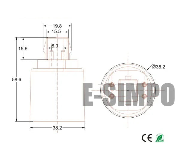 4pcs CFL 4pin GX24Q to E27 LED Lamp Holder Light Socket Bulb Base Converter G24q-1,-2, -3 to E27/e26 Adapter Need Remove Ballast
