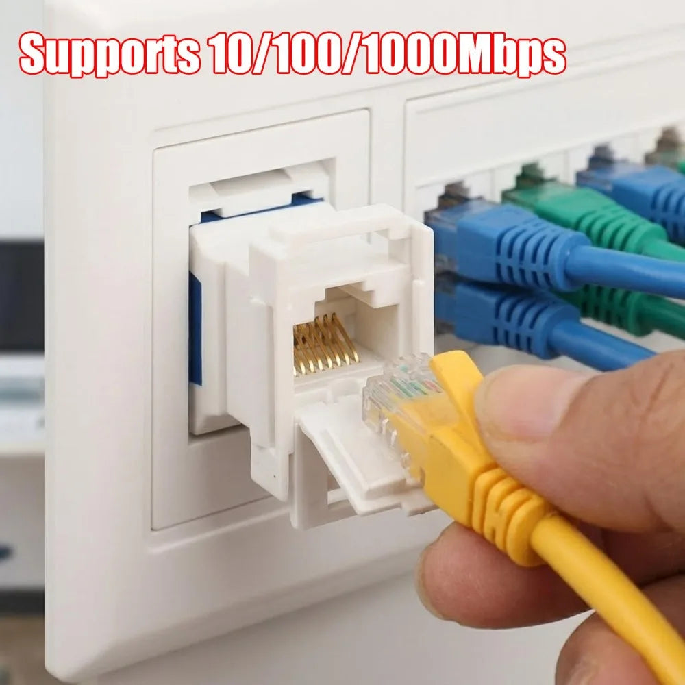 1-10Pack High-speed Cat6/Cat5 Keystone Jacks RJ45 Network Module with Dustproof Door Computer Network Cable Module Adapters