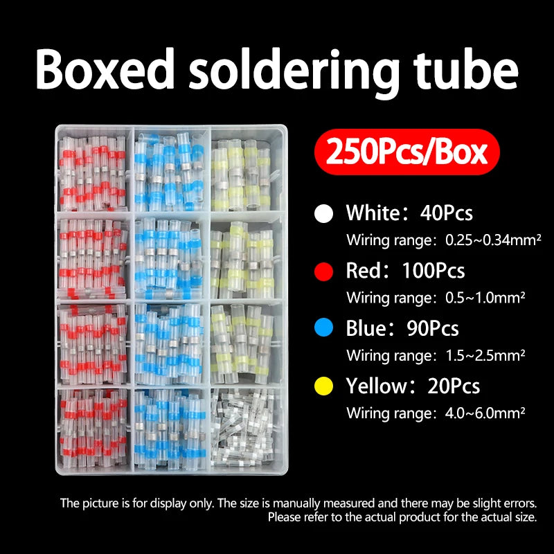 50-500Pcs Boxed Solder Seal Wire Connectors Kit 3:1 Heat Shrink Butt Connectors Waterproof Insulated Electrical Terminals