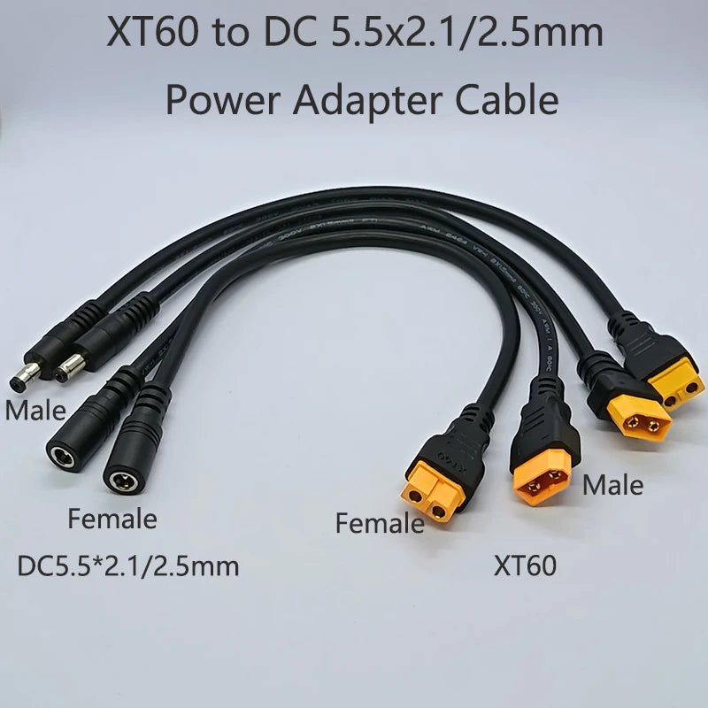 1PC XT60 To DC5.5*2.1/2.5mm Power Adapter Cable1.5mm² Cabe 30CM 15A Connector For Solar Charger Battery Charging Adapter Wiring