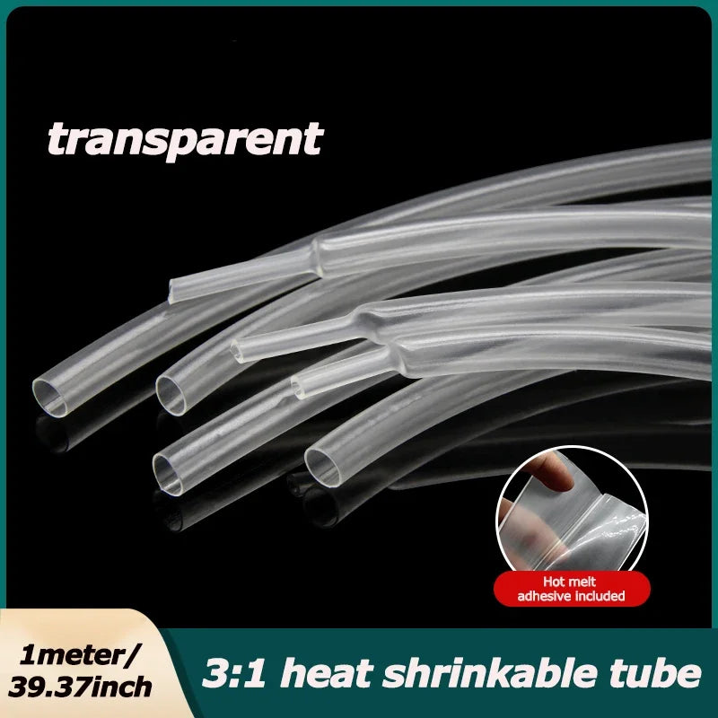 20/50/100/200M/ roll Heat Shrink Tube  Transparent 3: 1 ratio Adhesive Lined with Glue Dual Wall Tubing Wrap Wire Cable kit