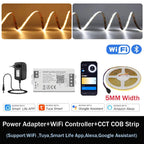 1-10M CCT 2700K-6500K Dimmable LED Strip 5mm 10mm COB LED Strip Light CCT Strip Tuya WiFi Controller Linear LED Tape With Dimmer