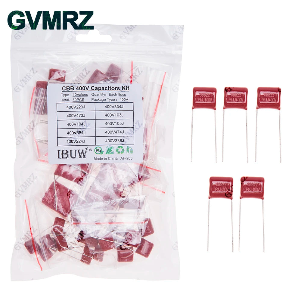 CBB Polypropylene Film Capacitor Kit,  for DIY Electronics, Power Supply, Audio Equipment Universal CBB Capacitors Set