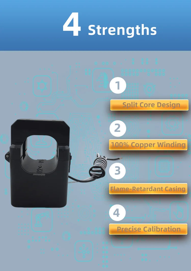 High Frequency 50mm Sensor 100/5 Ratio 1000:1 Split Core Current Transformer CT DC 600/5 AC Clamp 220v/240v Input