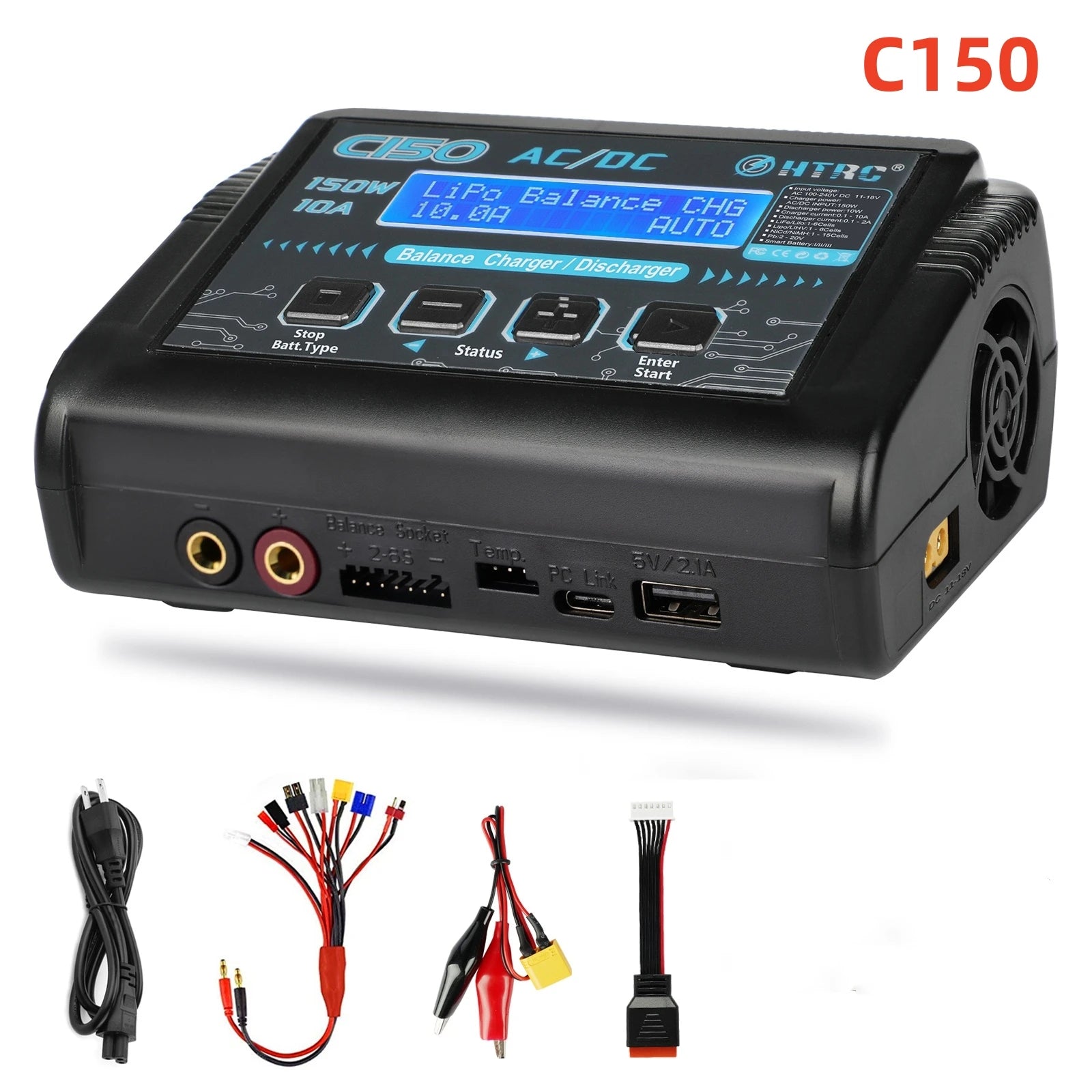 HTRC Lipo Charger T240/L6X2 DUO AC 150W DC 240W 10A Touch Screen Dual Channel Battery Balance Charger Discharger For RC Toy