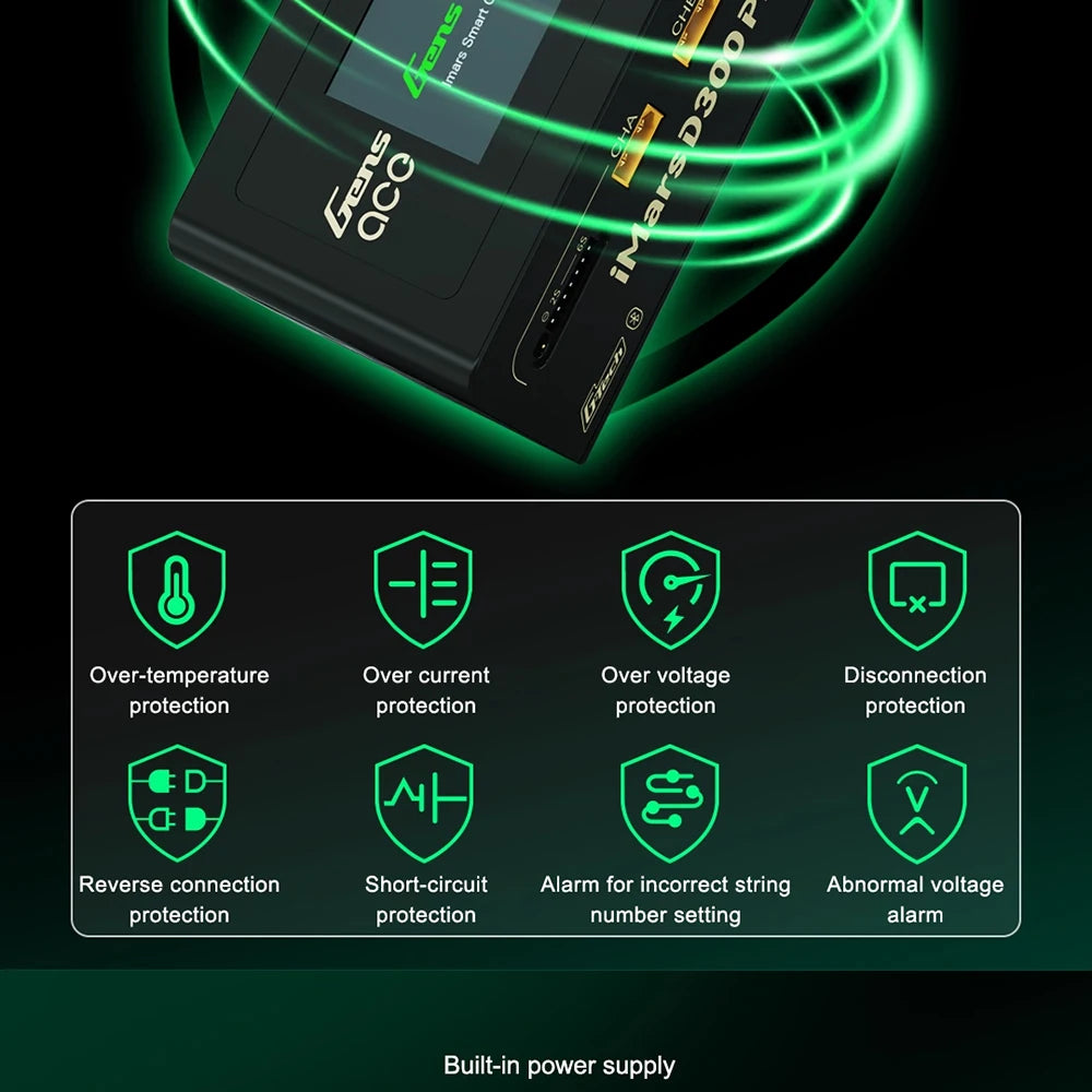Gens Ace IMARS D300 PLUS Lipo Battery Charger Dual Channel Intelligent Balanced Charger 6S Battery AC300W