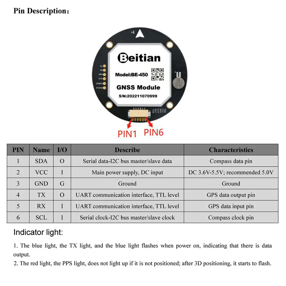 Beitian GPS Module BE-180 BE-220 BE-250 BE-280 BE-450 with Antenna M10 GNSS Ultra-low Power GNSS Receiver for Vehicle Drones
