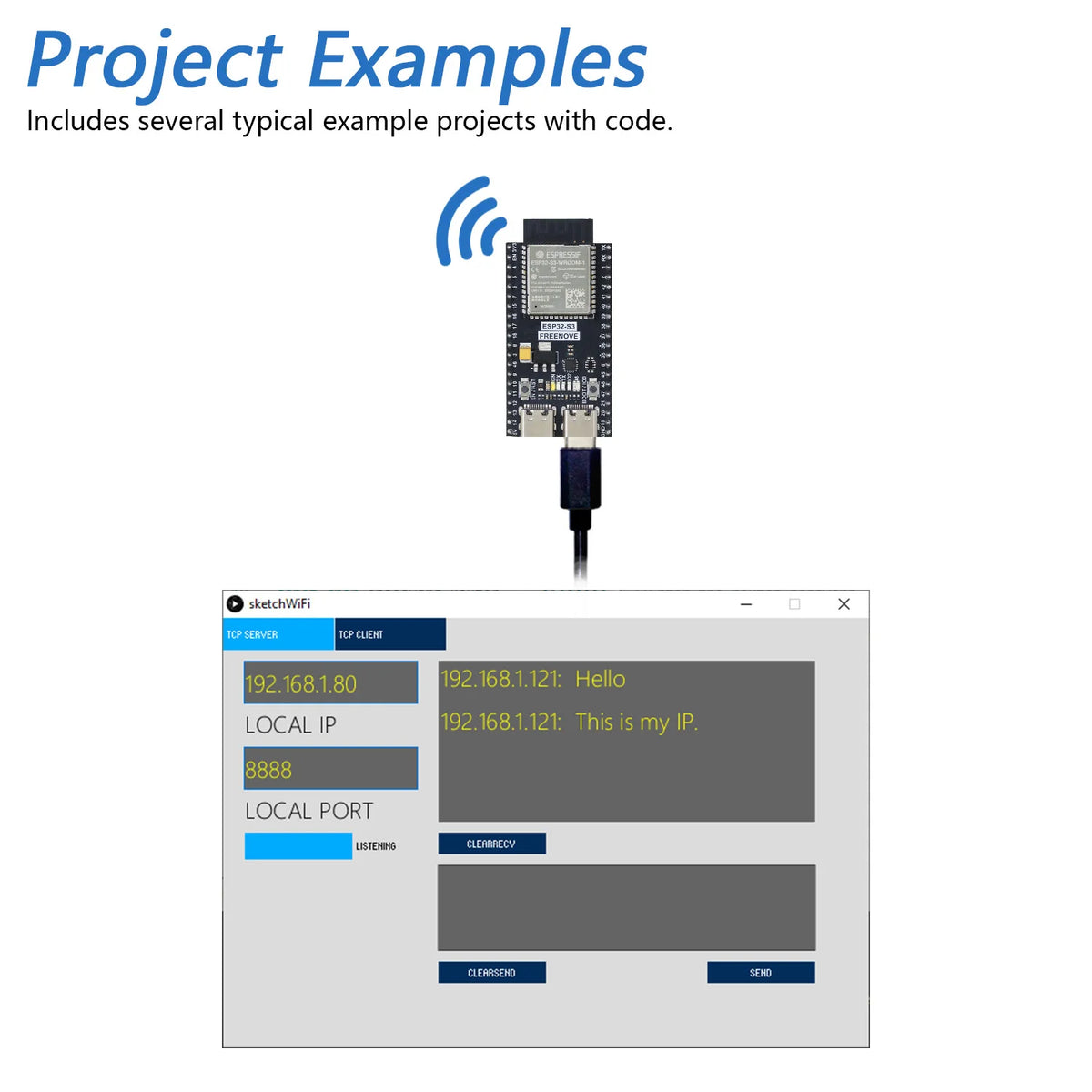 Freenove ESP32 ESP32-S3 Development Board Kit, USB-OTG WiFi+BT, 240 MHz 32-bit Dual-core, Python C, Example Projects Tutorial