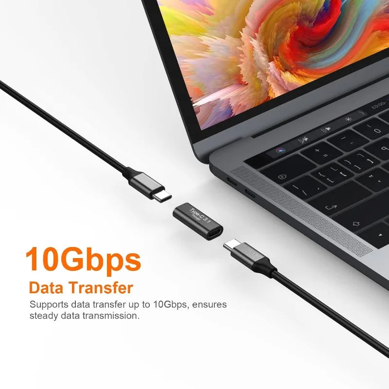 2PCS USB-C Female to USB-C Female Aluminum Connector Adapter Support 4K Video, Fast Charging & 10Gbps Data Transfer. (Black)