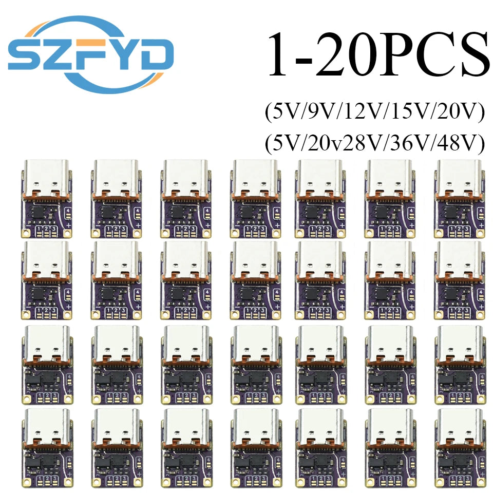 1-20PCS PD3.1 QC3.0 Trigger Module Type-C 5-48V 5A Fast Charging Decoy for DIY Power Supply