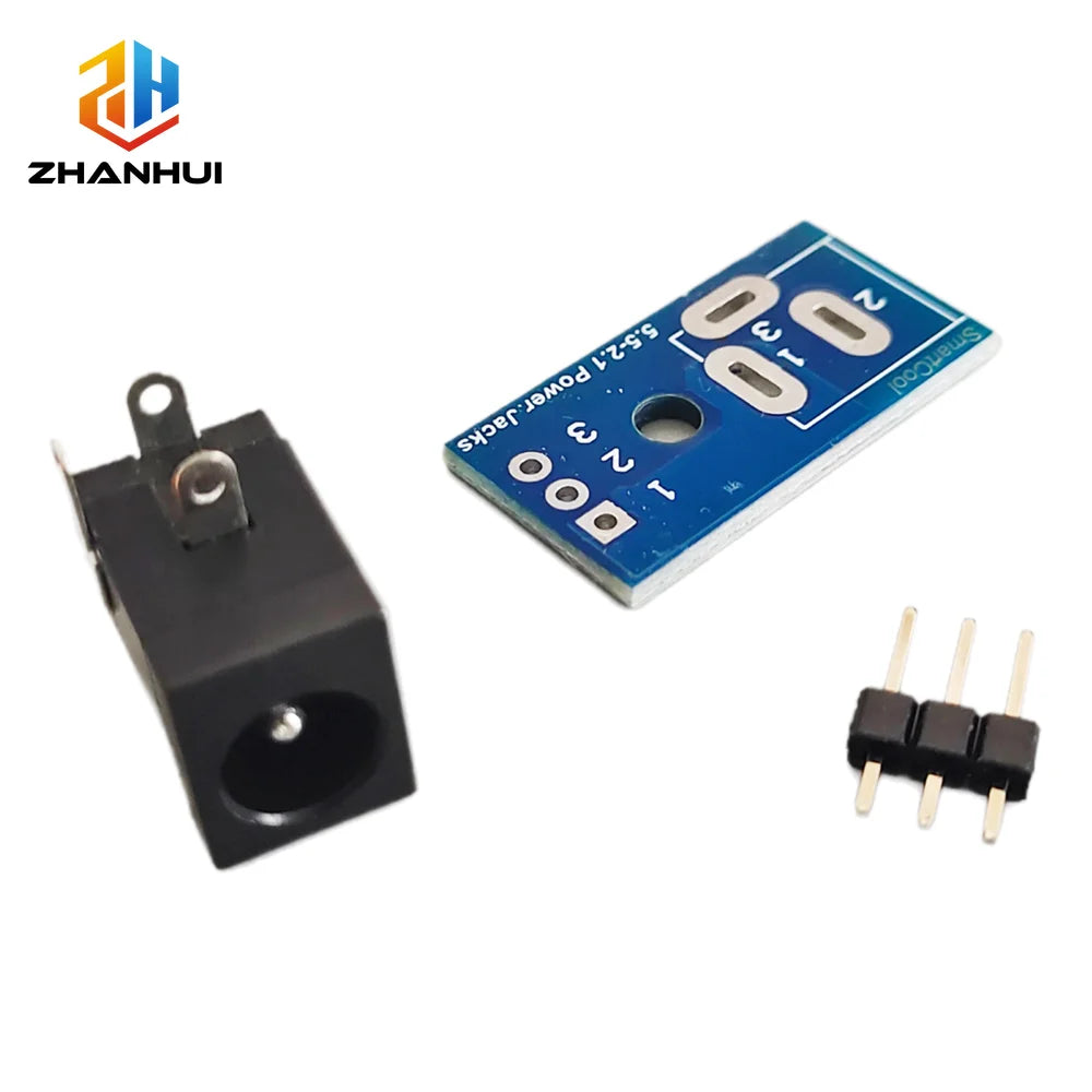 2/5PCS 5.5x2.1mm DC005 Power Jack DIP Adapter Board PCB Mount DC Power Socket Breadboard Interface Test Conversion Connector