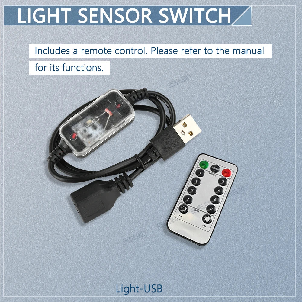 Light Sensor Switch Auto on Off Photocell Street Light Switch 5A Photo Control Photoswitch Sensor with Remote Control 3.7V-24VDC