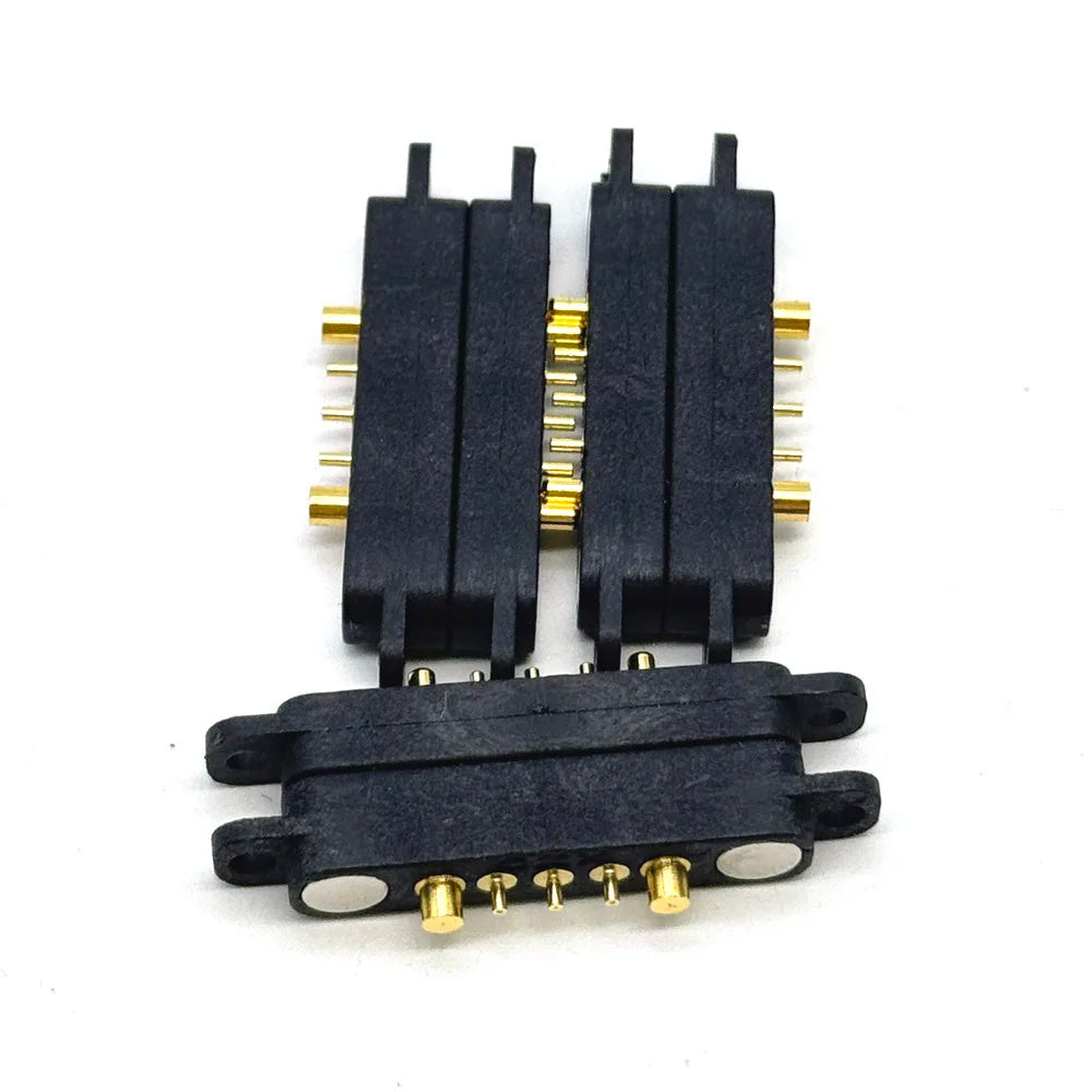 1sets DC 36V 5A Waterproof Magnetic Pogo Pin Connector 5Pin With Ears Pogopin Male Female Spring Loaded DC Power Socket