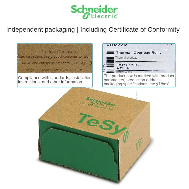 Schneider Thermal Overload Relay LRD12C LRD16C LRD21C LRD32C Relay Three-Pole Thermal Magnetic Trip 10A LC1D Overload Protection