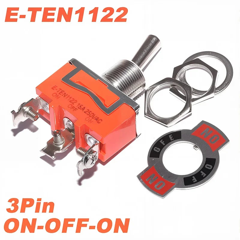 5pcs E-TEN Miniature Toggle Switch SPST DPDT 2 3 Position Latching Rocker Switch 15A 250V Toggle Power Switch
