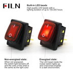FILN 30A Heavy Duty Waterproof Rocker Switch 4 Pins IP67 12V 24V 110V 220V Ideal for Boat Marine Car Accessories Toggle Switches