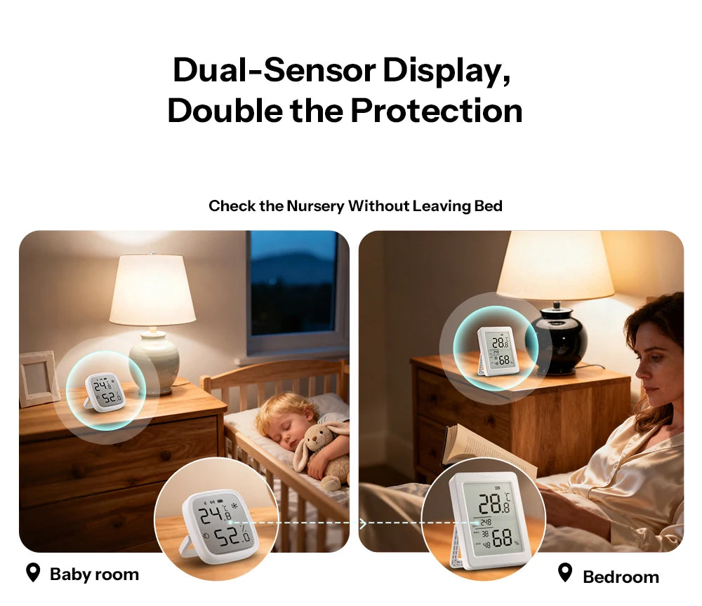 SONOFF SNZB-02DR2 AirGuard TH 3.6'' LCD Zigbee Temperature Humidity Sensor App Monitoring Work With Apple Home Via Matter Bridge