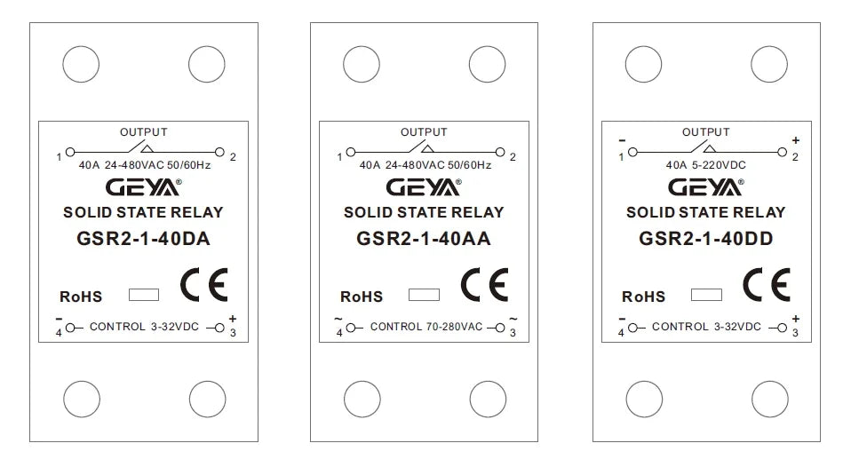 GEYA GSR2-1 SSR 10A 25A 40A 60A 80A 100A 120A Din Rail Mounted Solid State Relay SSR Single Phase With Heat Sink DD AA DA SSR
