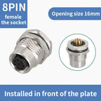 M12 male and female socket  4 5  8  pins weld IP67/68 Install front/rear panel waterproof circular connectors