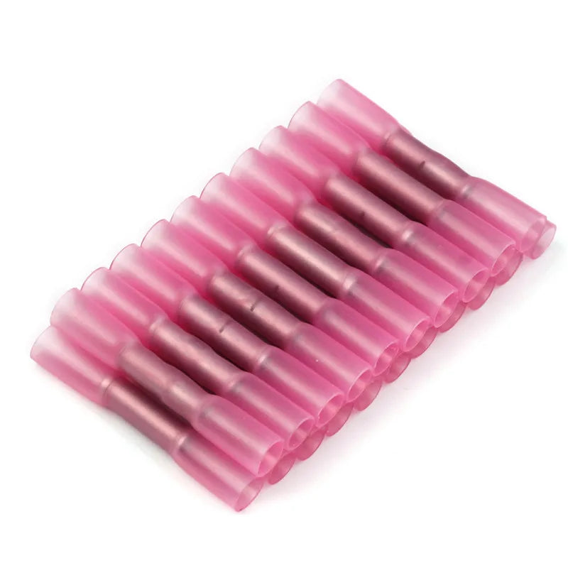 500/1000PCS Red Heat Shrink Connectors Insulated Waterproof Crimp Terminals Seal Butt Electrical Wire Connector 22-18 AWG