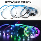 WS2812B RGB IC Smart LED Strip 5050 Individually Addressable IC 30/60/144Pixels/Leds/m Light DC 5V Black IP30 IP67 Waterproof