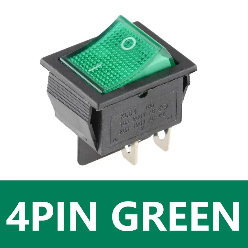5/20Pcs KCD4 4/6Pin Snap-in Switch ON/OFF Rocker Switch Led Light Toggle Switches 25x31mm 16A 250V AC
