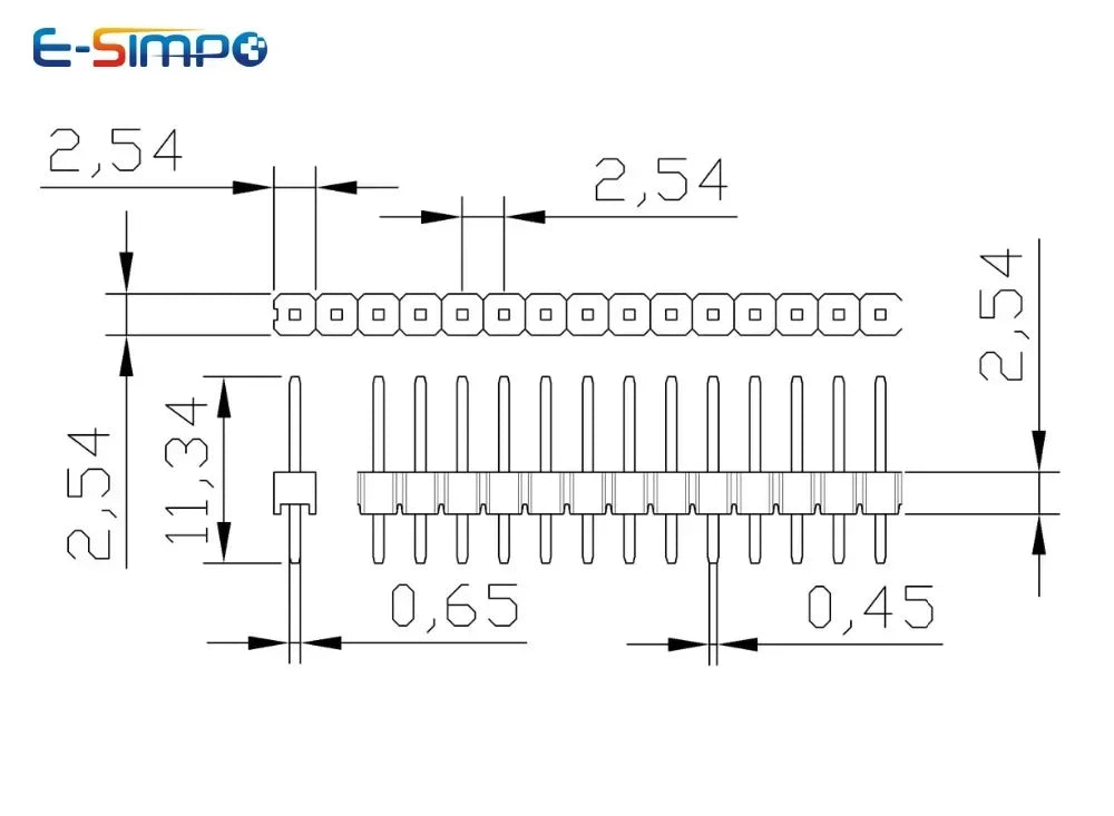 20pcs 2.54mm 1X40P L7.5/11.4/13/15/17/23/30mm Short Long Straight Wire Jumper Single Row Rohs PCB Gold Connector Male Pin Header