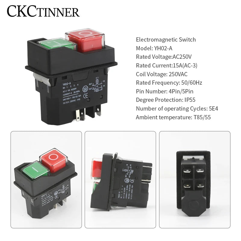 110V 220V Garden Tools Electromagnetic Starter Push Button Switches Machine Tool Equipment IP55 Waterproof Safety with 28A