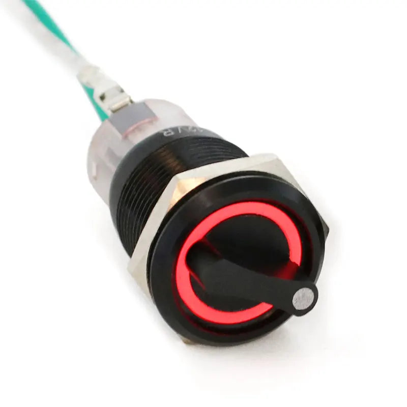 19mm Black Self-return Momentary Self-locking Fixation Waterproof DPDT Illuminated Metal Selector Rotary Switch 2/3 Position LED